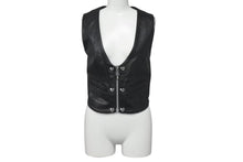 画像をギャラリービューアに読み込む, CHROME HEARTS クロムハーツ ハート レザーベスト サイズS ブラック シルバー925 レザー 美品 中古 4c073266