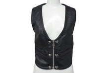 画像をギャラリービューアに読み込む, CHROME HEARTS クロムハーツ ハート レザーベスト サイズS ブラック シルバー925 レザー 美品 中古 4c073266