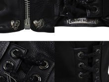 画像をギャラリービューアに読み込む, CHROME HEARTS クロムハーツ ハート レザーベスト サイズS ブラック シルバー925 レザー 美品 中古 4c073266