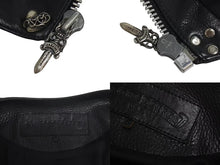 画像をギャラリービューアに読み込む, CHROME HEARTS クロムハーツ ハート レザーベスト サイズS ブラック シルバー925 レザー 美品 中古 4c073266