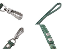 Load image into Gallery viewer, GOYARD ゴヤール リード ペット用品 ペットグッズ グリーン PVC レザー ヘリンボーン シルバー金具 美品 中古 4c073269