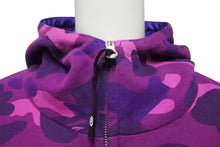 画像をギャラリービューアに読み込む, A BATHING APE アベイシングエイプ BAPE ベイプ リバーシブルジャケット カモ ポリエステル コットン パープル サイズL 美品 中古 4c073273