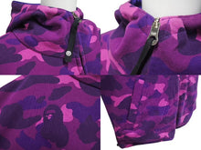 Load image into Gallery viewer, A BATHING APE アベイシングエイプ BAPE ベイプ リバーシブルジャケット カモ ポリエステル コットン パープル サイズL 美品 中古 4c073273