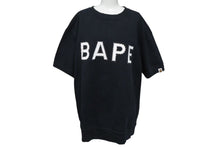 Load image into Gallery viewer, A BATHING APE アベイシングエイプ BAPE ベイプ LOGO 半袖 スウェット スワロフスキー ブラック ホワイト サイズL 美品 中古 4c073280