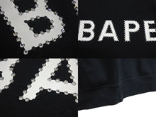 Load image into Gallery viewer, A BATHING APE アベイシングエイプ BAPE ベイプ LOGO 半袖 スウェット スワロフスキー ブラック ホワイト サイズL 美品 中古 4c073280