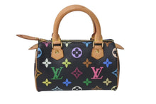 画像をギャラリービューアに読み込む, 極美品 LOUIS VUITTON ルイヴィトン ミニスピーディ ハンドバッグ M92644 モノグラムマルチカラー ブラック ゴールド金具 村上隆 中古 4c073285