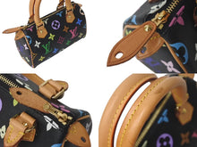 画像をギャラリービューアに読み込む, 極美品 LOUIS VUITTON ルイヴィトン ミニスピーディ ハンドバッグ M92644 モノグラムマルチカラー ブラック ゴールド金具 村上隆 中古 4c073285