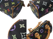 画像をギャラリービューアに読み込む, 極美品 LOUIS VUITTON ルイヴィトン ミニスピーディ ハンドバッグ M92644 モノグラムマルチカラー ブラック ゴールド金具 村上隆 中古 4c073285