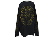 画像をギャラリービューアに読み込む, CHROME HEARTS クロムハーツ クロスプリント ロングスリーブＴシャツ ロゴ コットン ブラック ゴールド XXL 美品 中古 4c073293