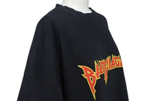 Load image into Gallery viewer, BALENCIAGA バレンシアガ 22SS メタルロゴ オーバーサイズ 半袖Ｔシャツ ブラック コットン ダメージ加工 汚れ加工 694576 サイズ3 良品 中古 4c073315