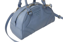 Load image into Gallery viewer, 極美品 PRADA プラダ ボウリングバッグ ハンドバッグ ショルダーバッグ 2WAY 1BB071 ブルー カーフスキン ロゴ シルバー金具 中古 4c073344