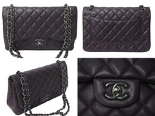 Load image into Gallery viewer, 極美品 CHANEL シャネル マトラッセ30 Wフラップ チェーン ショルダーバッグ ラムスキン 15番台 パープル シルバー金具 美品 中古 4c073346