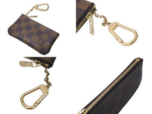 画像をギャラリービューアに読み込む, 極美品 LOUIS VUITTON ルイヴィトン ポシェット クレ キー コインケース N62658 ダミエキャンバス ブラウン ゴールド 中古 4c073355