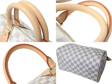 画像をギャラリービューアに読み込む, 新品同様 LOUIS VUITTON ルイヴィトン スピーディ25 ハンドバッグ N41371 ダミエアズールキャンバス ホワイト ブラウン 中古 4c073357