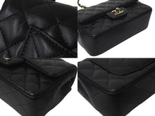 Load image into Gallery viewer, 極美品 CHANEL シャネル 横長 20cm ショルダーバッグ ランダム番台 ミニマトラッセショルダーチェーン ブラック ラムスキン 中古 4c073376