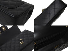 Load image into Gallery viewer, 極美品 CHANEL シャネル 横長 20cm ショルダーバッグ ランダム番台 ミニマトラッセショルダーチェーン ブラック ラムスキン 中古 4c073376