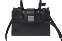 Load image into Gallery viewer, 極美品 MIUMIU ミュウミュウ ハンドバッグ ショルダーバッグ 5BA268 ボックスカーフ ブラック シルバー金具 2WAY 中古 4c073378