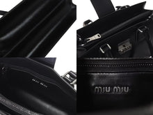 Load image into Gallery viewer, 極美品 MIUMIU ミュウミュウ ハンドバッグ ショルダーバッグ 5BA268 ボックスカーフ ブラック シルバー金具 2WAY 中古 4c073378