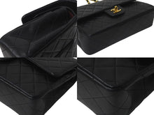 Load image into Gallery viewer, CHANEL シャネル マトラッセ25 Wフラップ Wチェーンショルダーバッグ 2番台 ラムスキン ブラック ゴールド 美品 中古 4c073381