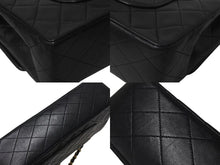 Load image into Gallery viewer, CHANEL シャネル マトラッセ25 Wフラップ Wチェーンショルダーバッグ 2番台 ラムスキン ブラック ゴールド 美品 中古 4c073381