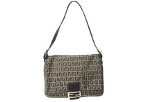 画像をギャラリービューアに読み込む, FENDI フェンディ ズッキーノ マンマバケット キャンバス レザー ワンショルダーバッグ ベージュ ブラウン ゴールド金具 8BR001 美品 中古 4c073382