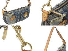 画像をギャラリービューアに読み込む, LOUISVUITTON ルイヴィトン パウチィ ワンショルダーバッグ M95382 パッチワーク モノグラムデニム ブルー 美品 中古 4c073389