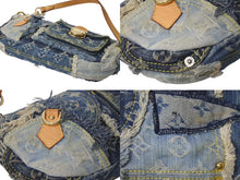 画像をギャラリービューアに読み込む, LOUISVUITTON ルイヴィトン パウチィ ワンショルダーバッグ M95382 パッチワーク モノグラムデニム ブルー 美品 中古 4c073389