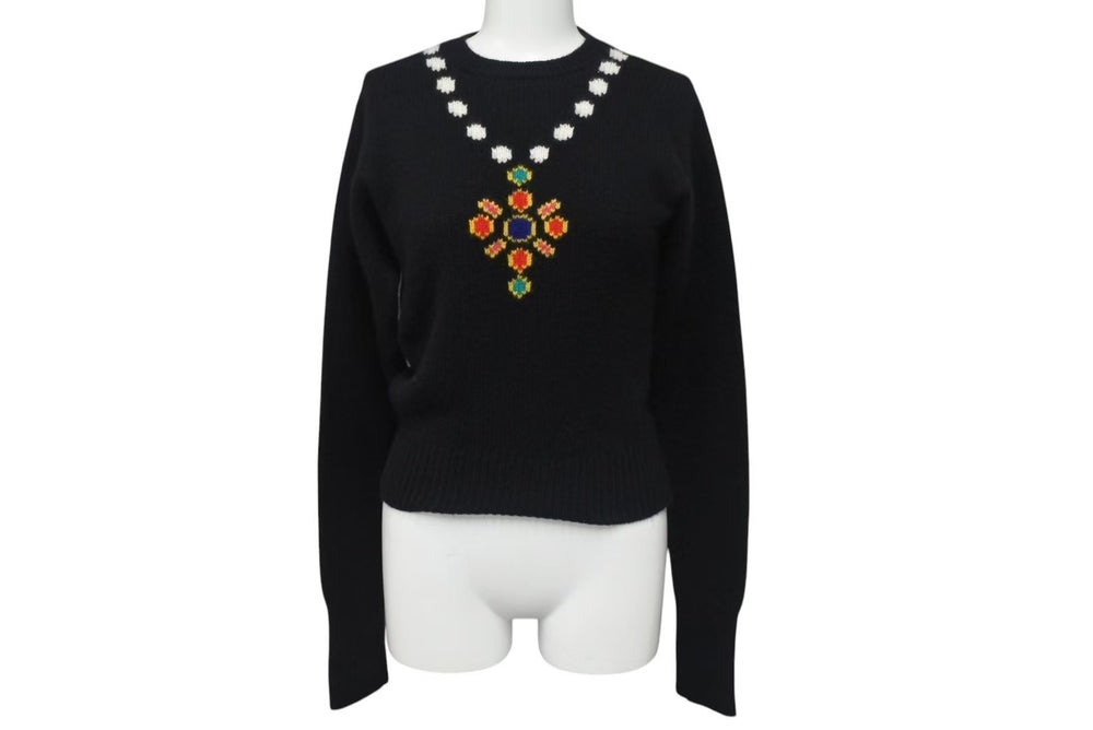 CHANEL Knit Sweater Necklace Vintage P05572V00254 Made in England Cashmere Black Size 38 Good Condition Used 4c073420