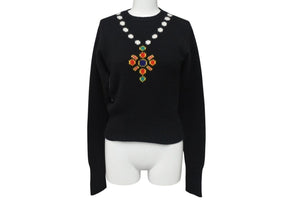 CHANEL Knit Sweater Necklace Vintage P05572V00254 Made in England Cashmere Black Size 38 Good Condition Used 4c073420