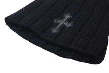 画像をギャラリービューアに読み込む, 極美品 CHROME HEARTS クロムハーツ クロスパッチ カシミヤ ニット帽 ビーニー ブラック 帽子 シルバー金具 OS 中古 4c073439