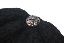 画像をギャラリービューアに読み込む, 極美品 CHROME HEARTS クロムハーツ クロスパッチ カシミヤ ニット帽 ビーニー ブラック 帽子 シルバー金具 OS 中古 4c073439