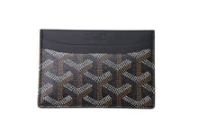 Load image into Gallery viewer, 新品未使用品 GOYARD ゴヤール サンシュルピス カードケース キャンバス レザー ブラック 中古 4c073440