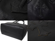 画像をギャラリービューアに読み込む, 極美品 CHROME HEARTS クロムハーツ FSトートバッグ セメタリークロスパッチ レザー シルバー925 ブラック 中古 4c073443
