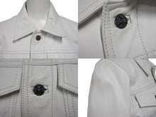 画像をギャラリービューアに読み込む, CHROME HEARTS クロムハーツ レディース デニムジャケット クロスボールボタン レザー シルバー925 ホワイト 美品 中古 4c073444