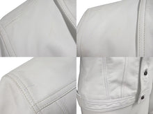 画像をギャラリービューアに読み込む, CHROME HEARTS クロムハーツ レディース デニムジャケット クロスボールボタン レザー シルバー925 ホワイト 美品 中古 4c073444