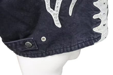 Load image into Gallery viewer, 新品未使用 KAPITAL キャピタル 14oz モトクロスボーンジャケット KR2402LJ06 ブラック ホワイト シルバー金具 中古 サイズL 4c073449