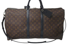 画像をギャラリービューアに読み込む, 極美品 LOUIS VUITTON ルイヴィトン キーポルバンドリエール55 ボストンバッグ M56714 モノグラムマカサー ブラック 中古 4c073457