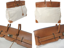 Load image into Gallery viewer, HERMES エルメス Hac オータクロア55 ハンドバッグ トワルアッシュ バレニア ゴールド金具 ○X刻印 美品 中古 4c073461