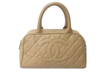 画像をギャラリービューアに読み込む, CHANEL シャネル マトラッセ ハンドバッグ ココマーク フランス製 キャビアスキン ベージュ ゴールド金具 美品 中古 4c073484