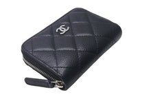 Load image into Gallery viewer, CHANEL シャネル マトラッセ コインケース ランダム番台 フランス製 キャビアスキン ブラック シルバー金具 美品 中古 4c073488