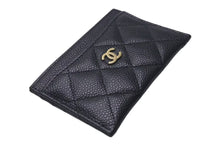 Load image into Gallery viewer, 極美品 CHANEL シャネル マトラッセ カードケース キャビアスキン ブラック 名刺入れ 小物 ココマーク AP0213 ランダム ゴールド金具 中古 4c073494