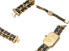 Load image into Gallery viewer, CHANEL シャネル PREMIERE プルミエール 腕時計 PLAQUE OR G 20 M クォーツ QZ メタル レザー サイズM ブラック文字盤 美品 中古 4c073497