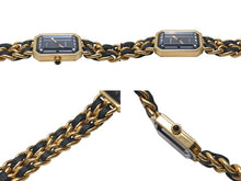 Load image into Gallery viewer, CHANEL シャネル PREMIERE プルミエール 腕時計 PLAQUE OR G 20 M クォーツ QZ メタル レザー サイズM ブラック文字盤 美品 中古 4c073497