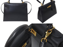 Load image into Gallery viewer, 新品同様 HERMES エルメス ケリー28 外縫い ブラック ◻︎F刻印 カーフスキン ゴールド金具 V金具 ハンドバッグ 中古 4c073520