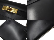 Load image into Gallery viewer, 新品同様 HERMES エルメス ケリー28 外縫い ブラック ◻︎F刻印 カーフスキン ゴールド金具 V金具 ハンドバッグ 中古 4c073520