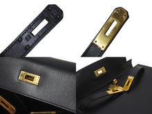 Load image into Gallery viewer, 新品同様 HERMES エルメス ケリー28 外縫い ブラック ◻︎F刻印 カーフスキン ゴールド金具 V金具 ハンドバッグ 中古 4c073520