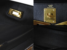 Load image into Gallery viewer, 新品同様 HERMES エルメス ケリー28 外縫い ブラック ◻︎F刻印 カーフスキン ゴールド金具 V金具 ハンドバッグ 中古 4c073520