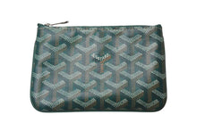 画像をギャラリービューアに読み込む, 新品同様 GOYARD ゴヤール セナ ミニ ポーチ SENAT2MINTY09CL09P レザー PVC グリーン ヘリンボーン 中古 4c073545