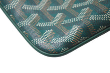 画像をギャラリービューアに読み込む, 新品同様 GOYARD ゴヤール セナ ミニ ポーチ SENAT2MINTY09CL09P レザー PVC グリーン ヘリンボーン 中古 4c073545