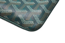 画像をギャラリービューアに読み込む, 新品同様 GOYARD ゴヤール セナ ミニ ポーチ SENAT2MINTY09CL09P レザー PVC グリーン ヘリンボーン 中古 4c073545